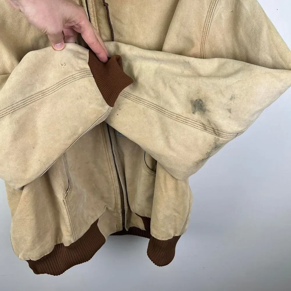 Vintage Carhartt J04 BRN men's canvas bomber jacket size 2XL